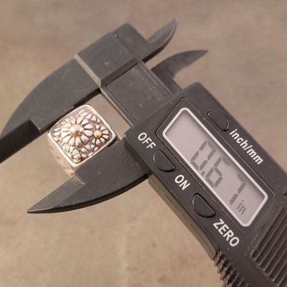 Sterling & 14k Flower Motif Signet Style Ring - Picture 9 of 10